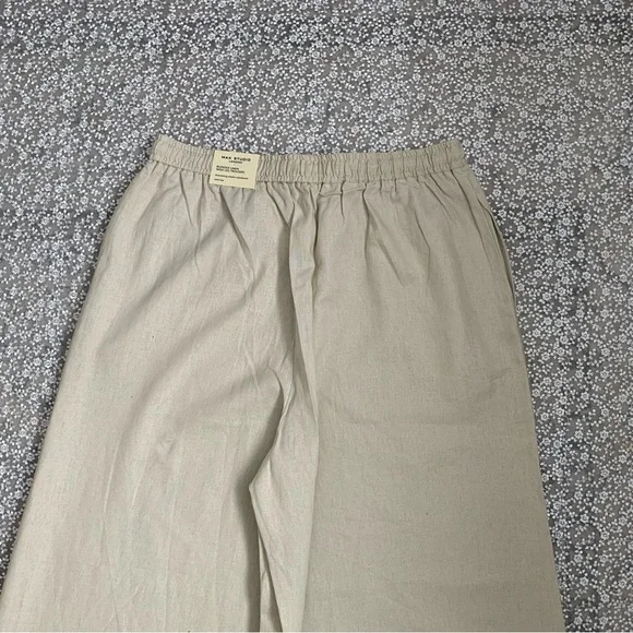 Max Studio London NWT Cream Wide-Leg Linen Trousers - Picture 12 of 15